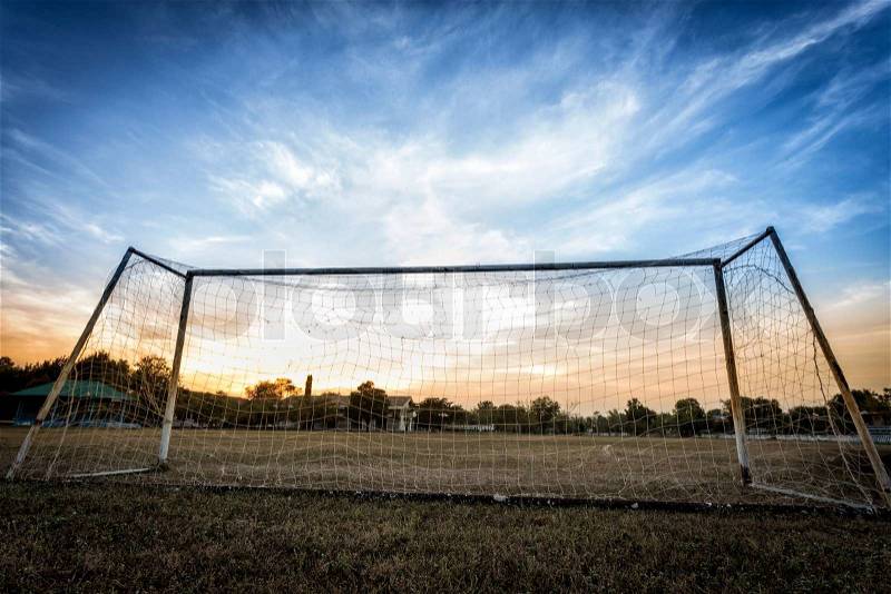 Old soccer goal, stock photo