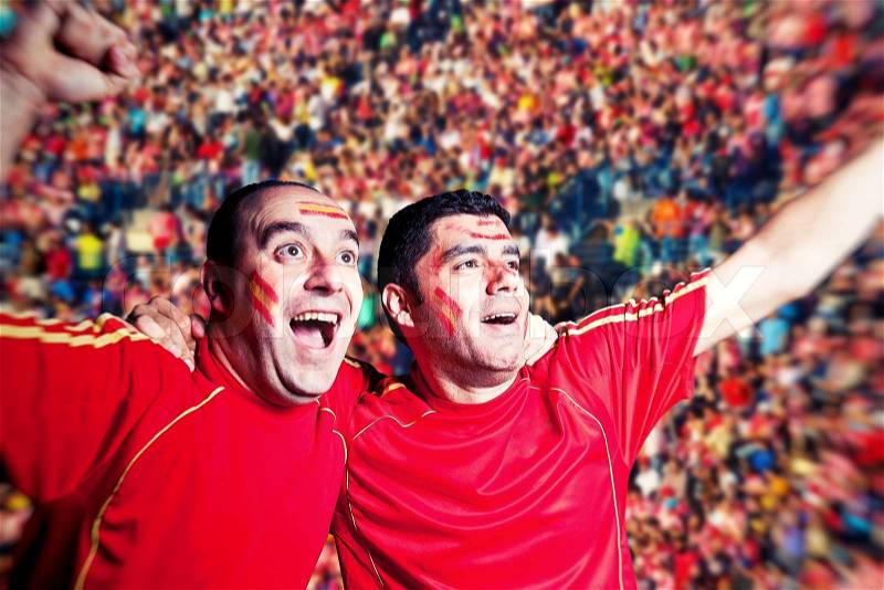Football Supporters Watching a Match, stock photo