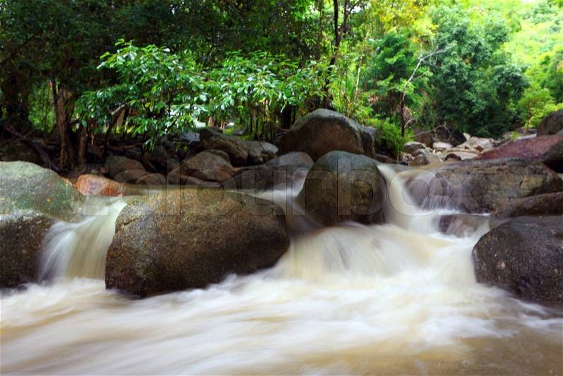 Tropical waterfall rain forest, stock photo