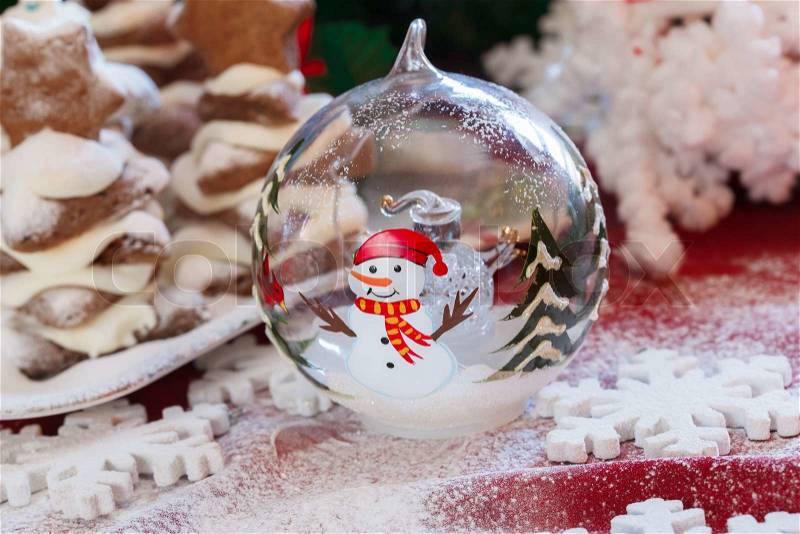 Christmas crystal ball . Glass Ball With Light Up Snowman 