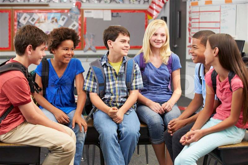 Group of Elementary Pupils In Classroom, stock photo