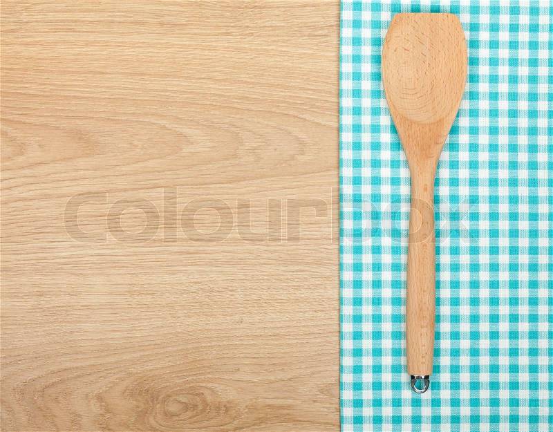 Kitchen utensil on wooden table with copy space, stock photo