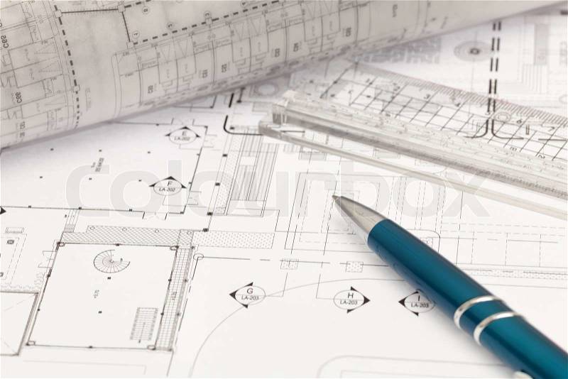 Architechtural cad drawing, stock photo