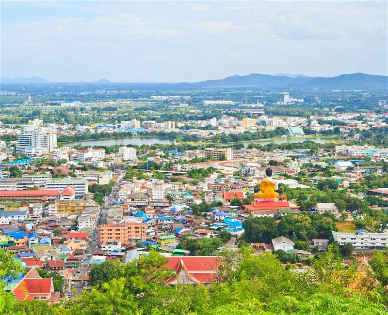 High angle view of the city in Nakhon Sawan Province Thailand, stock photo