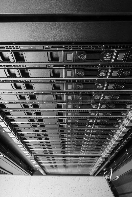 Hardware in internet data center room, stock photo