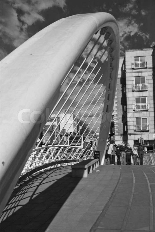 Dublin Bridge with Giant Arch, Ireland, stock photo