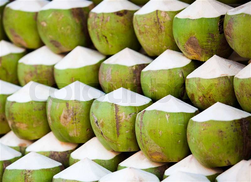 Green coconut sale, stock photo