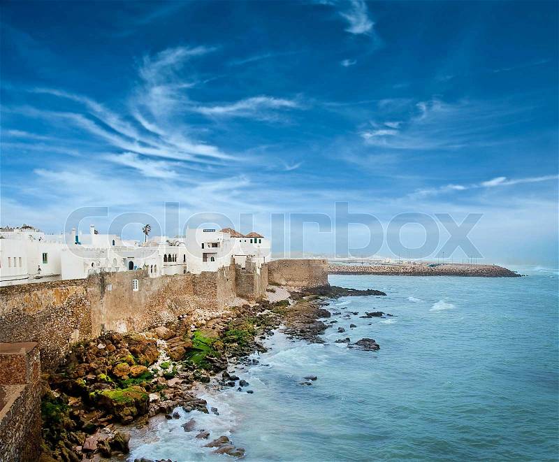 City wall on the ocean coast, a landscape, stock photo