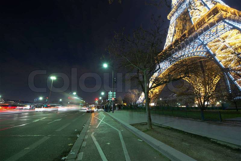 PARIS - DEC 1: Night show of Eiffel Tower intermittent lights, December 1, 2012 in Paris. The Eiffel Tower is the most visited monument of France, stock photo