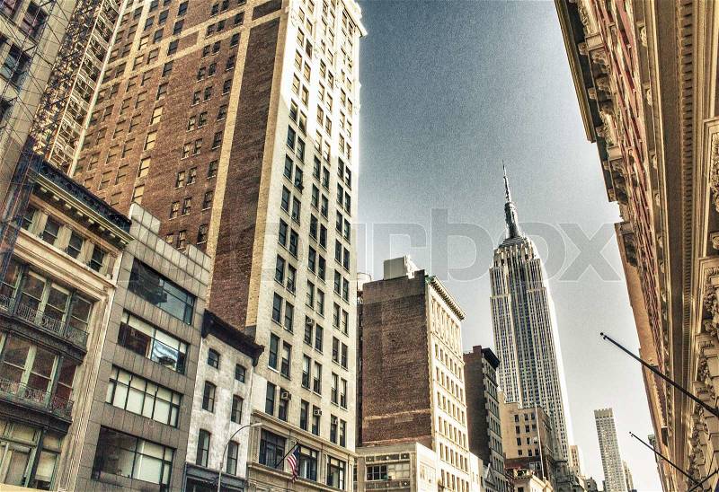 Manhattan Buildings and Skyscrapers, Upward view, stock photo