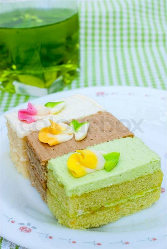 Three layer assorted cake flavor, stock photo