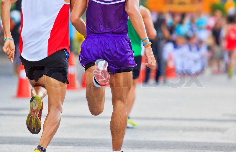Runner running and marathon, stock photo