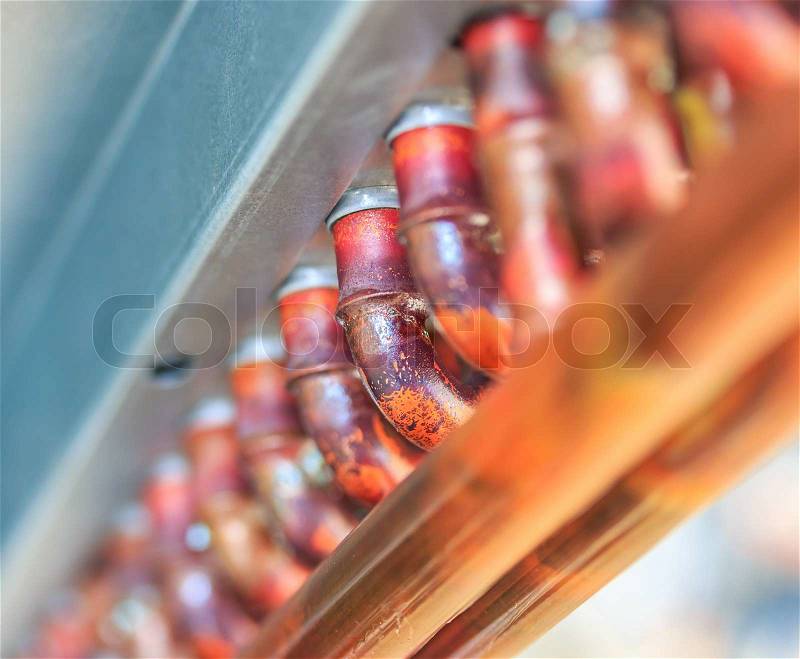 Copper tube for air conditioners, stock photo