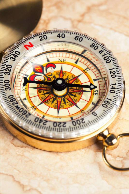 Old treasure map with compass , stock photo