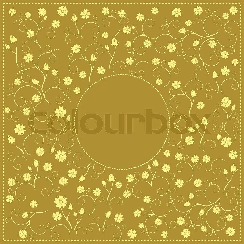 Dark yellow floral decorative card - frame, stock photo