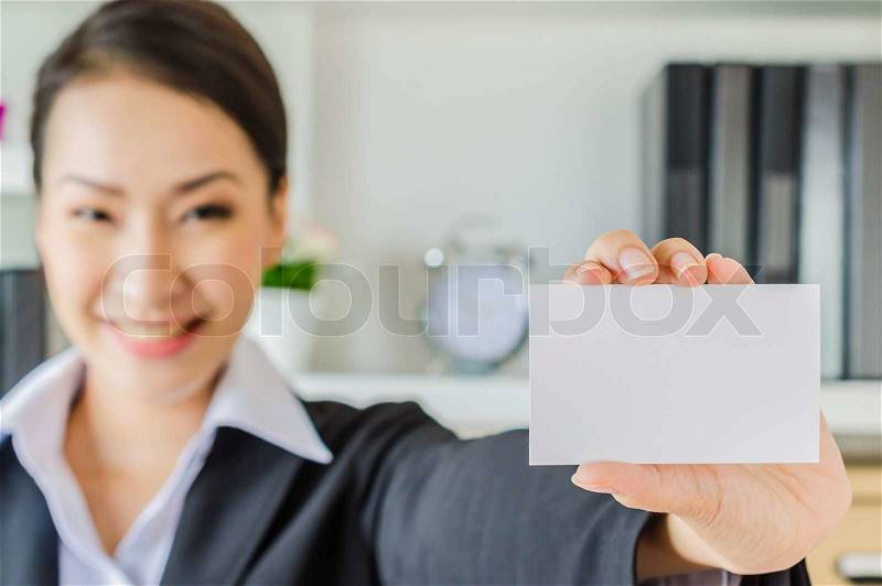 Young business show empty card, stock photo
