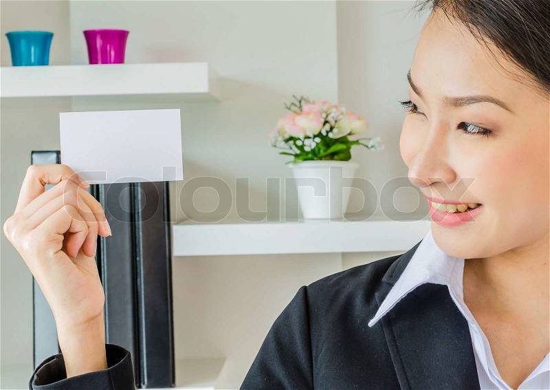 Young business show empty card, stock photo