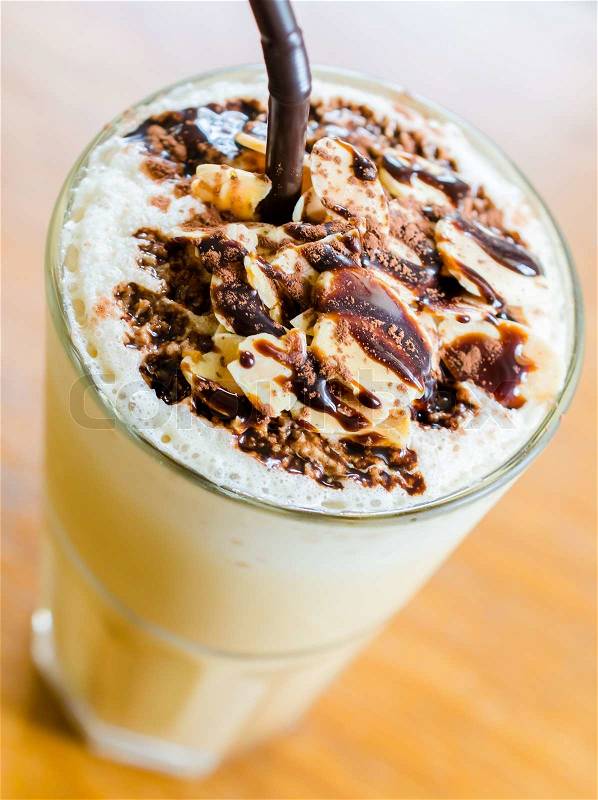 Coffee frappe with almond on top, stock photo
