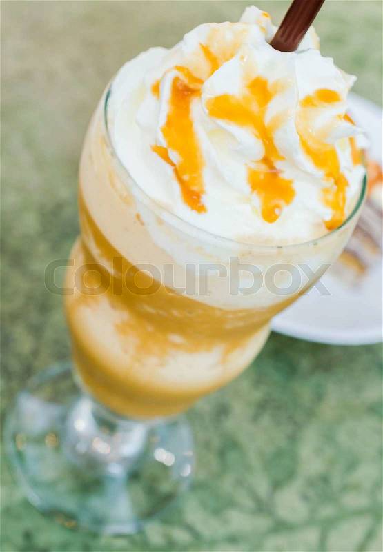 Caramel frappe coffee, stock photo
