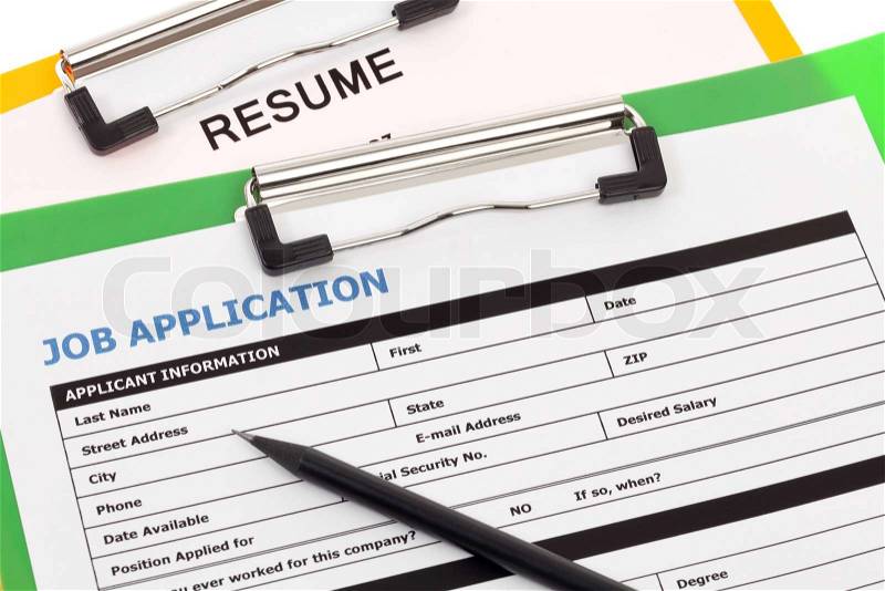 Job application and resume, stock photo
