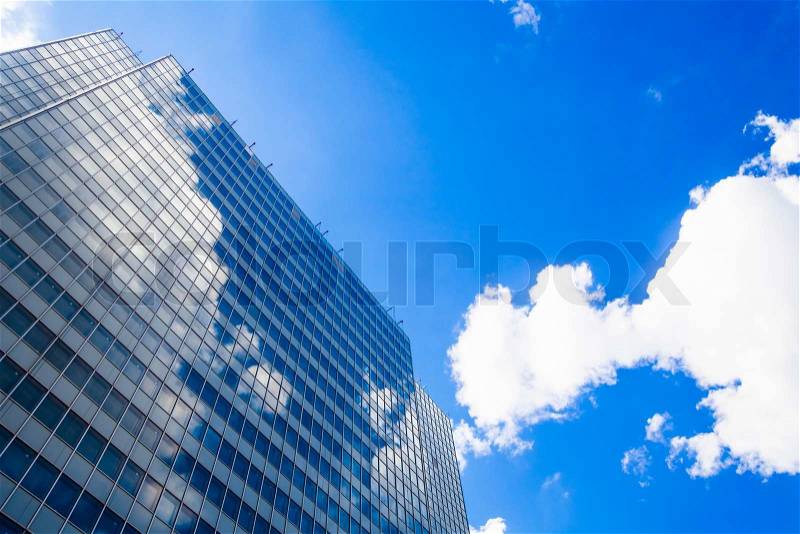 Abstract building. blue glass wall of skyscraper, stock photo