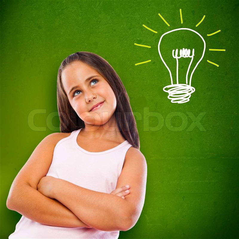 Little girl thinking about her future, stock photo