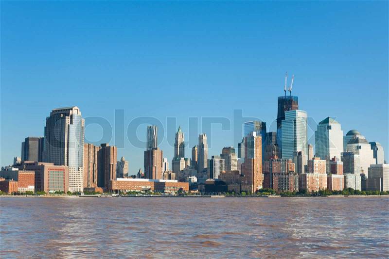 View of the New York from Hudson river, stock photo