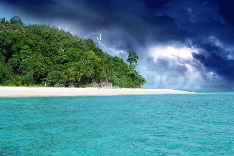 Storm approaching Bamboo Island, Thailand, stock photo