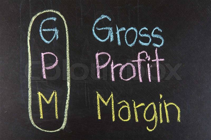 Chalk drawing -:GPM, Gross, Profit, Margin, stock photo