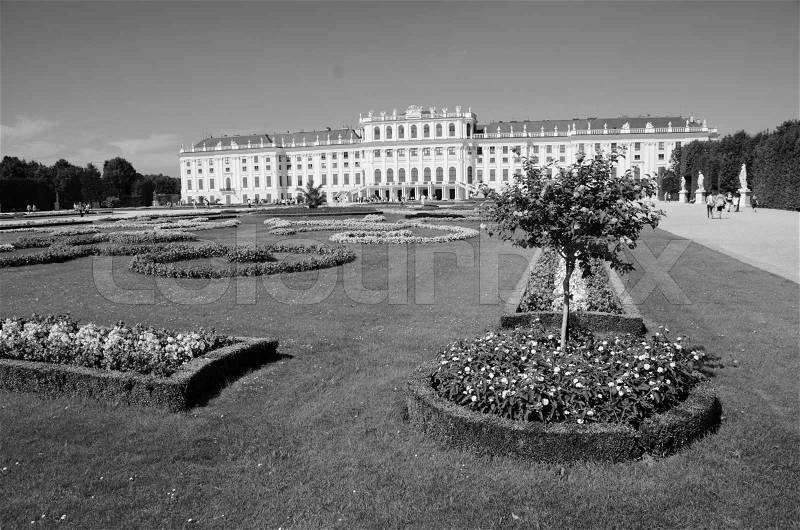 Gardens and Flowers inside Schonbrunn Castle, Vienna, stock photo