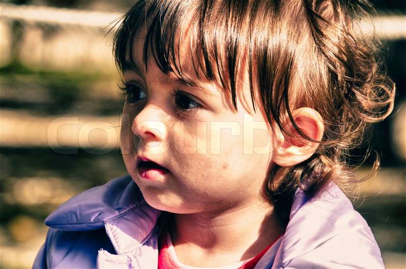Baby Girl Face Expression, Italy, stock photo