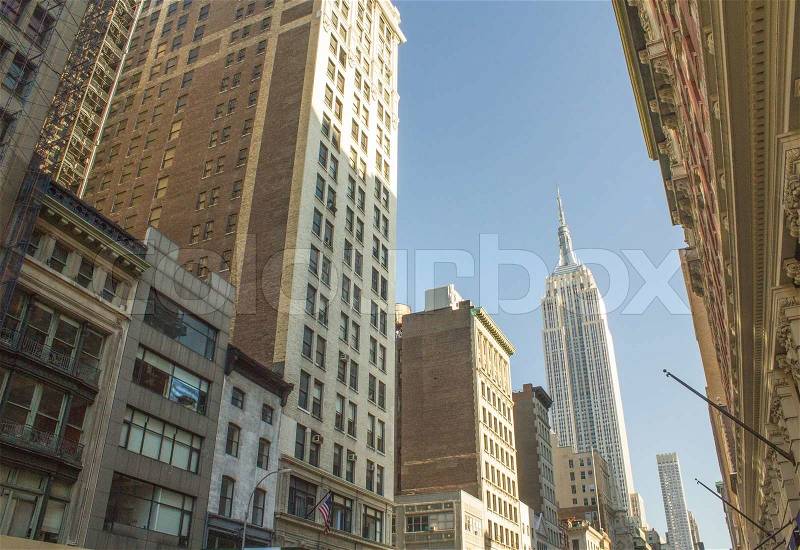 Manhattan Buildings and Skyscrapers, Upward view, stock photo