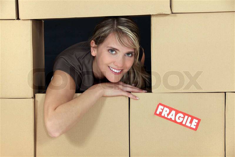 Having fun while moving out, stock photo