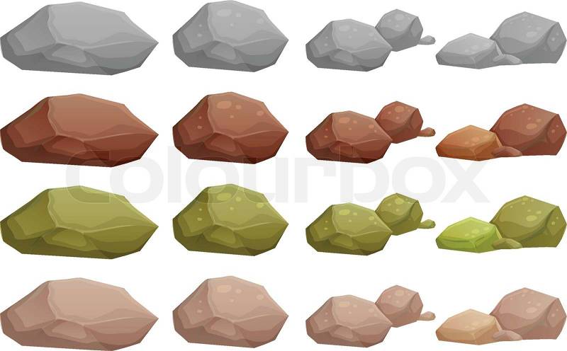 Illustration of the different rocks on a white background, vector