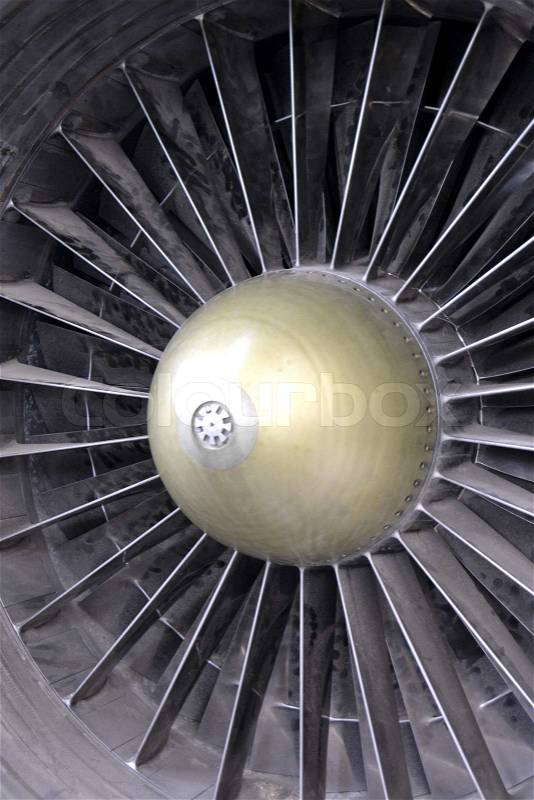 Detail of an aircraft turbine, stock photo