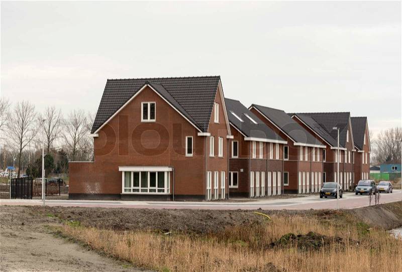 New build houses in holland Hellevoetsluis, stock photo