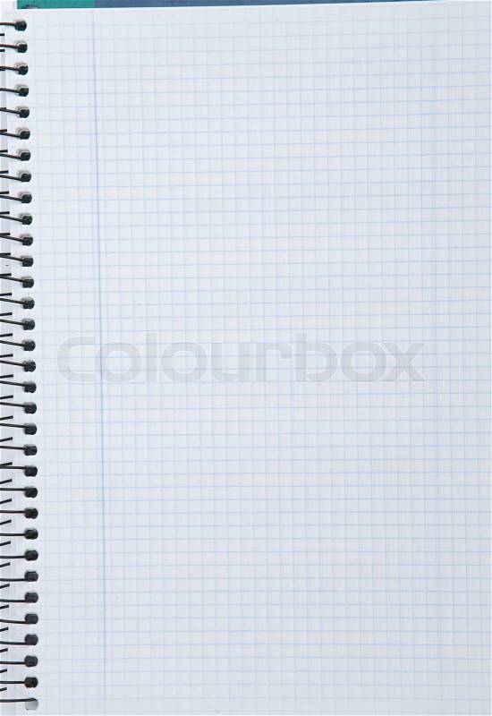 Empty notebook with squares. Material for the school, stock photo