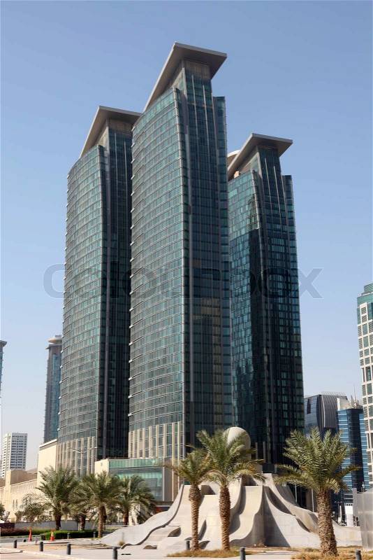 Skyscraper downtown in Doha, Qatar, Middle East, stock photo