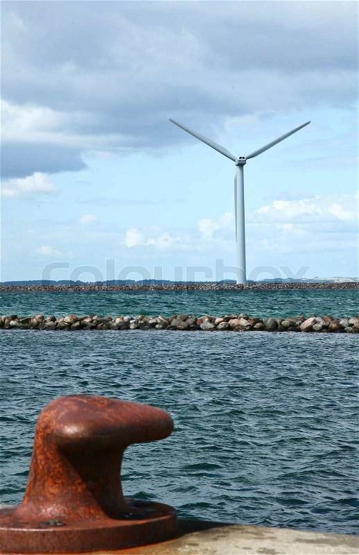 Off shore Wind Farm in Denmark Jytland in a field, stock photo