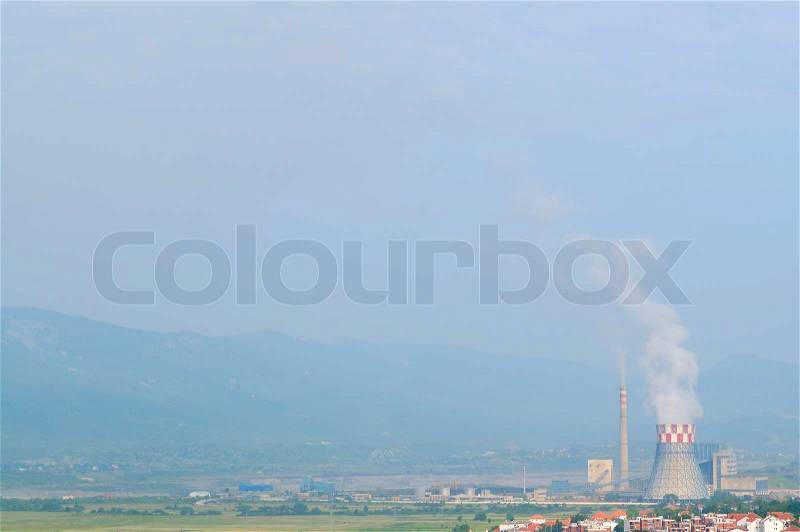 Coal energy plant industry with smoke , stock photo