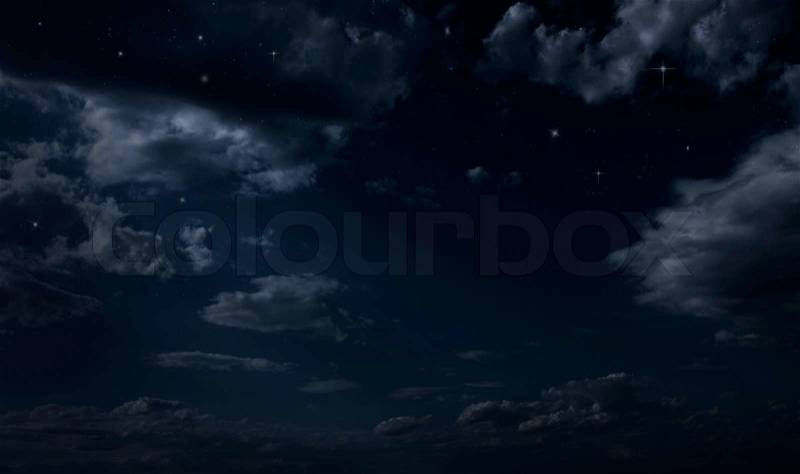 Night starry sky. Night cloudy sky, stock photo