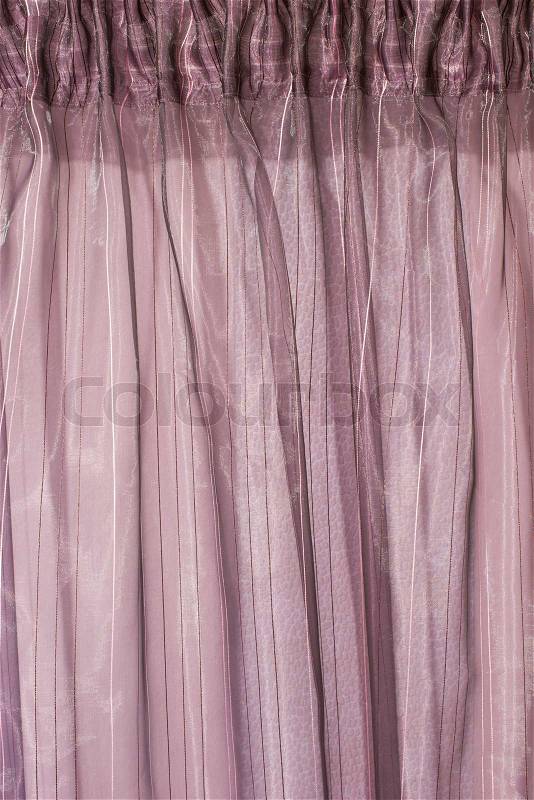 Purple curtain close up. Curtain texture, stock photo