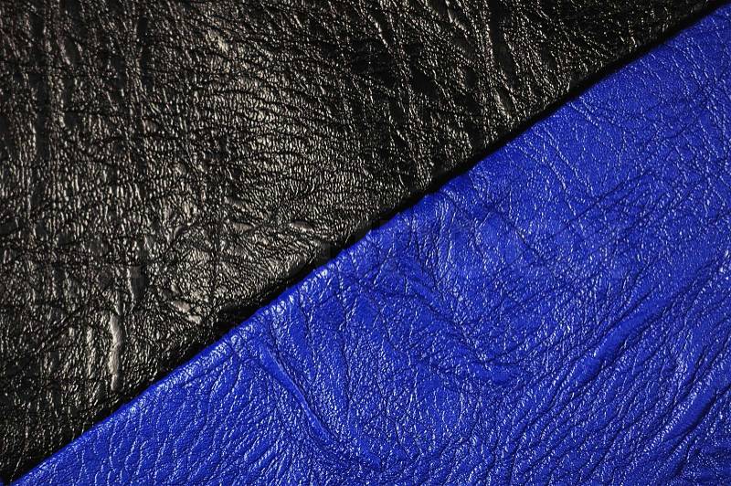 Blue and black colored leather patch material,suitable for background, stock photo