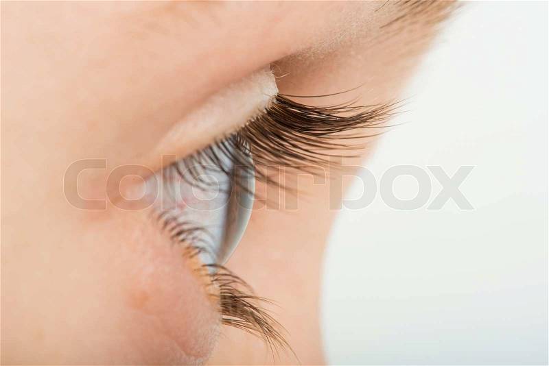 Human eye in profile. Close up studio shot, stock photo
