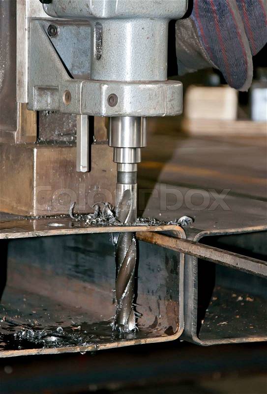 Drilling machine.Macro closeup of a metal , stock photo