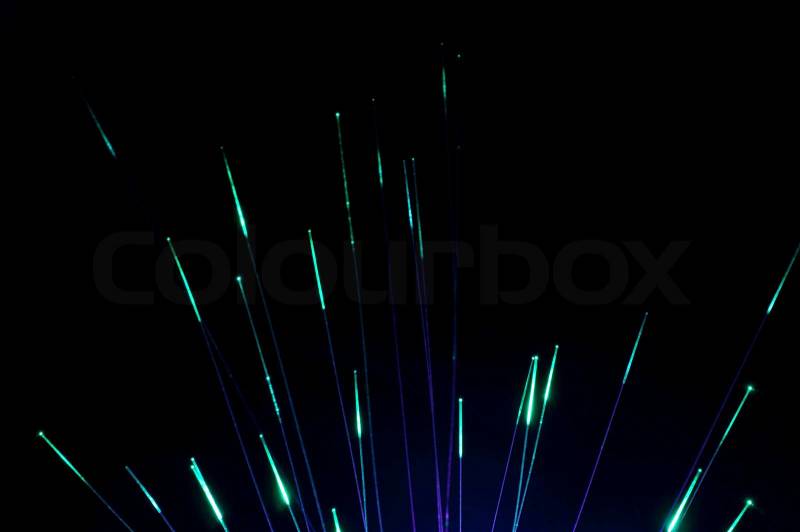 Green colors optical fibers, stock photo