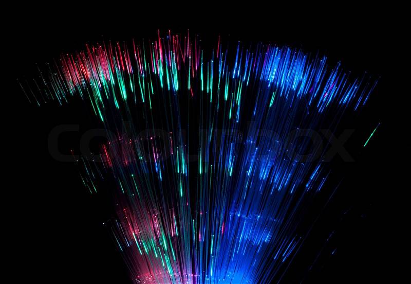 Multicolored optical fibers, stock photo