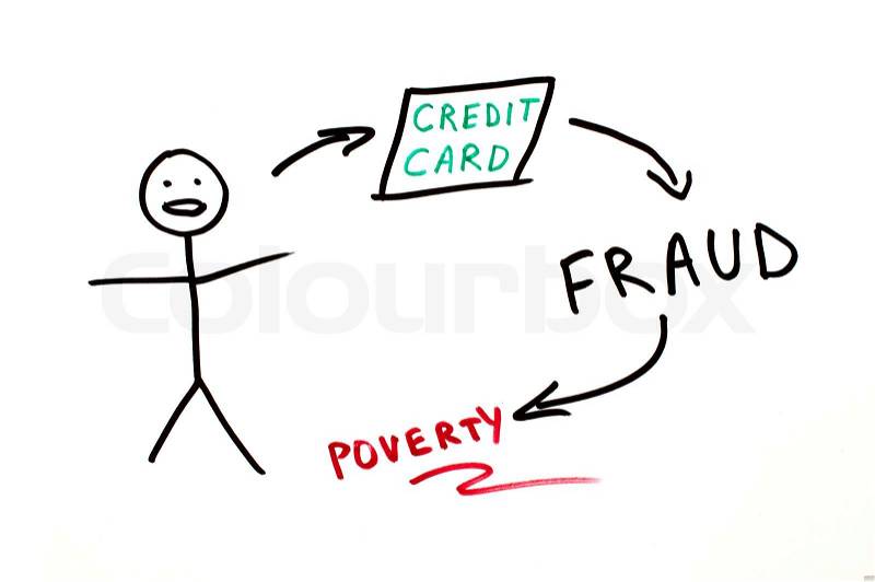 Credit card fraud conception illustration over white, stock photo