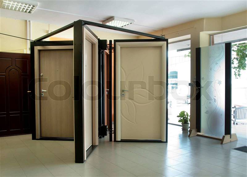 Doors shop and stillage. Sell doors , stock photo