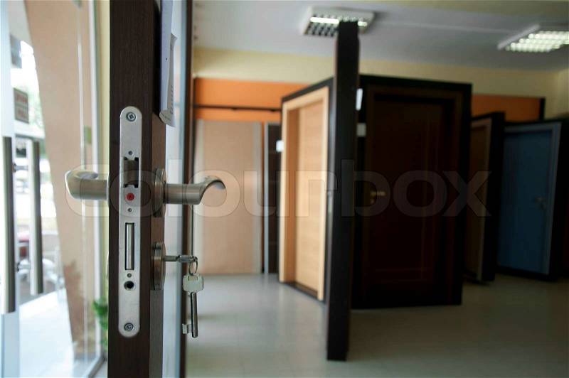 Doors shop and stillage. Sell doors , stock photo